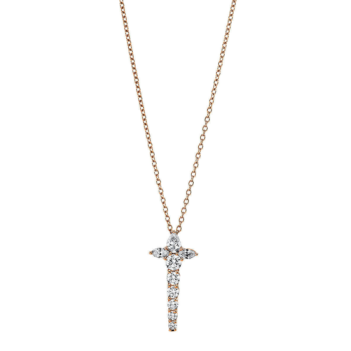 fantasy-cut  cross necklace in red gold