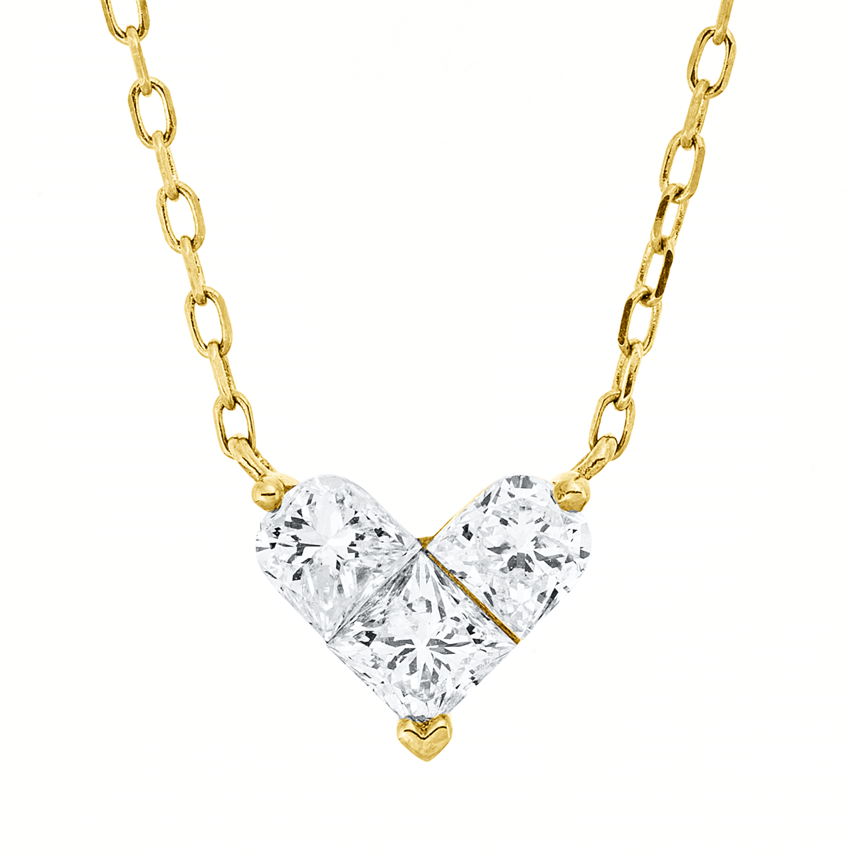 princess  heart necklace in yellow gold