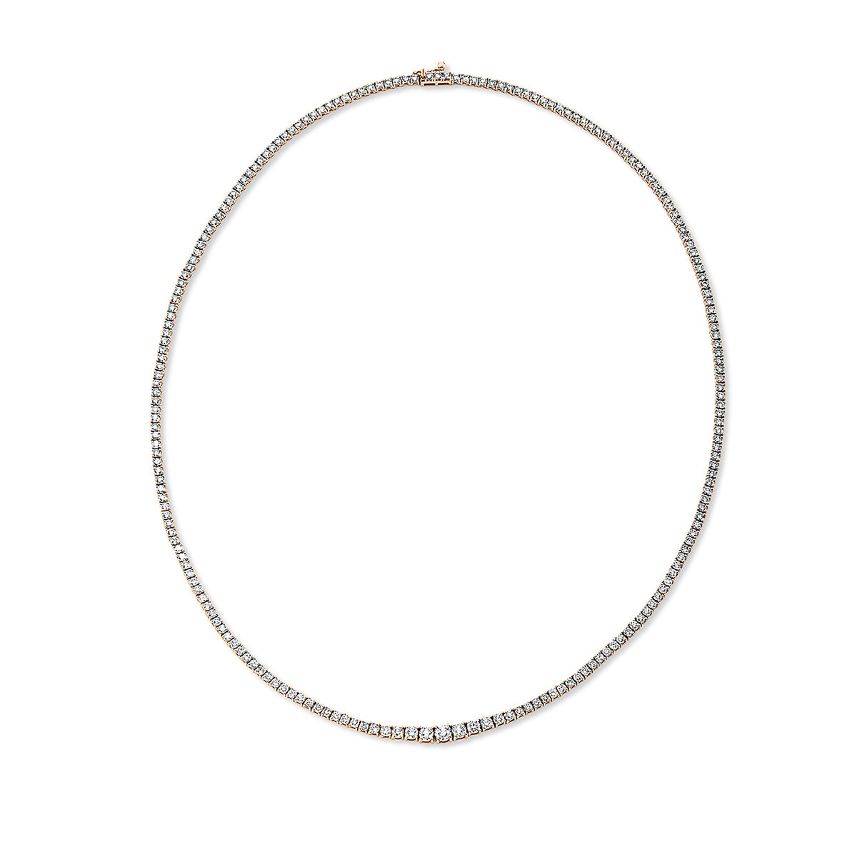 diamond full cut  tennis bracelet necklace in red gold