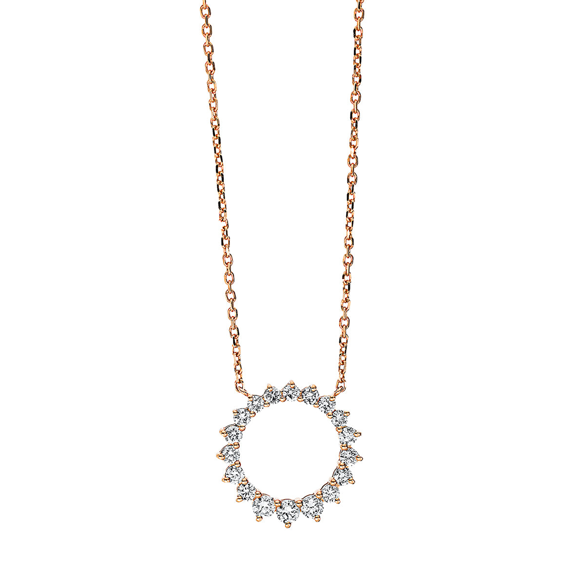 diamond full cut  modern woman necklace in red gold