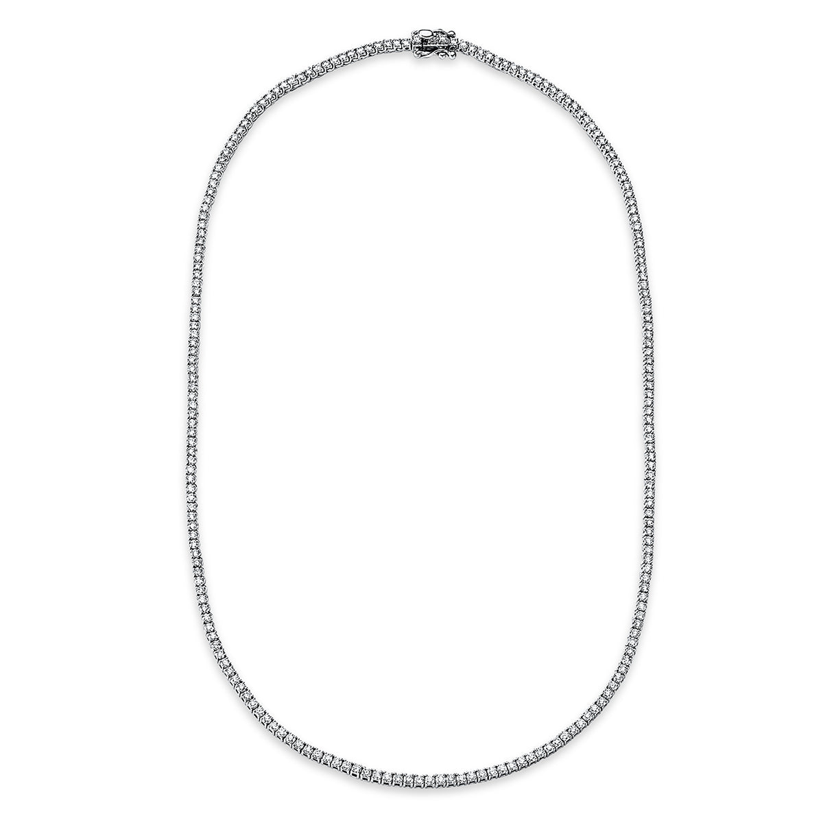 diamond full cut  tennis necklace necklace in white gold