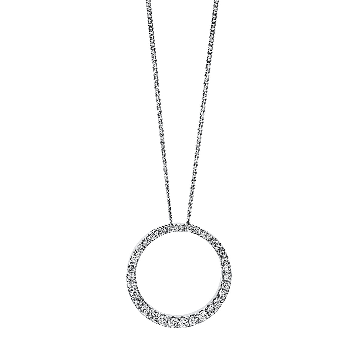 diamond full cut  modern woman necklace in white gold