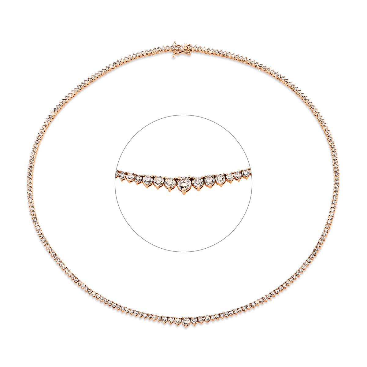 diamond full cut  multi-stone necklace in red gold