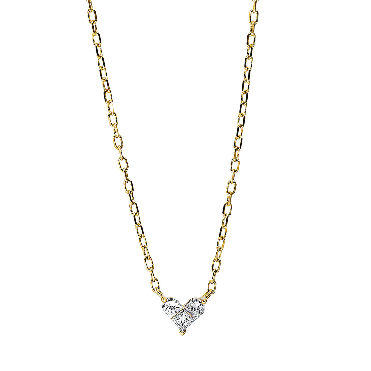 fantasy-cut  heart necklace in yellow gold