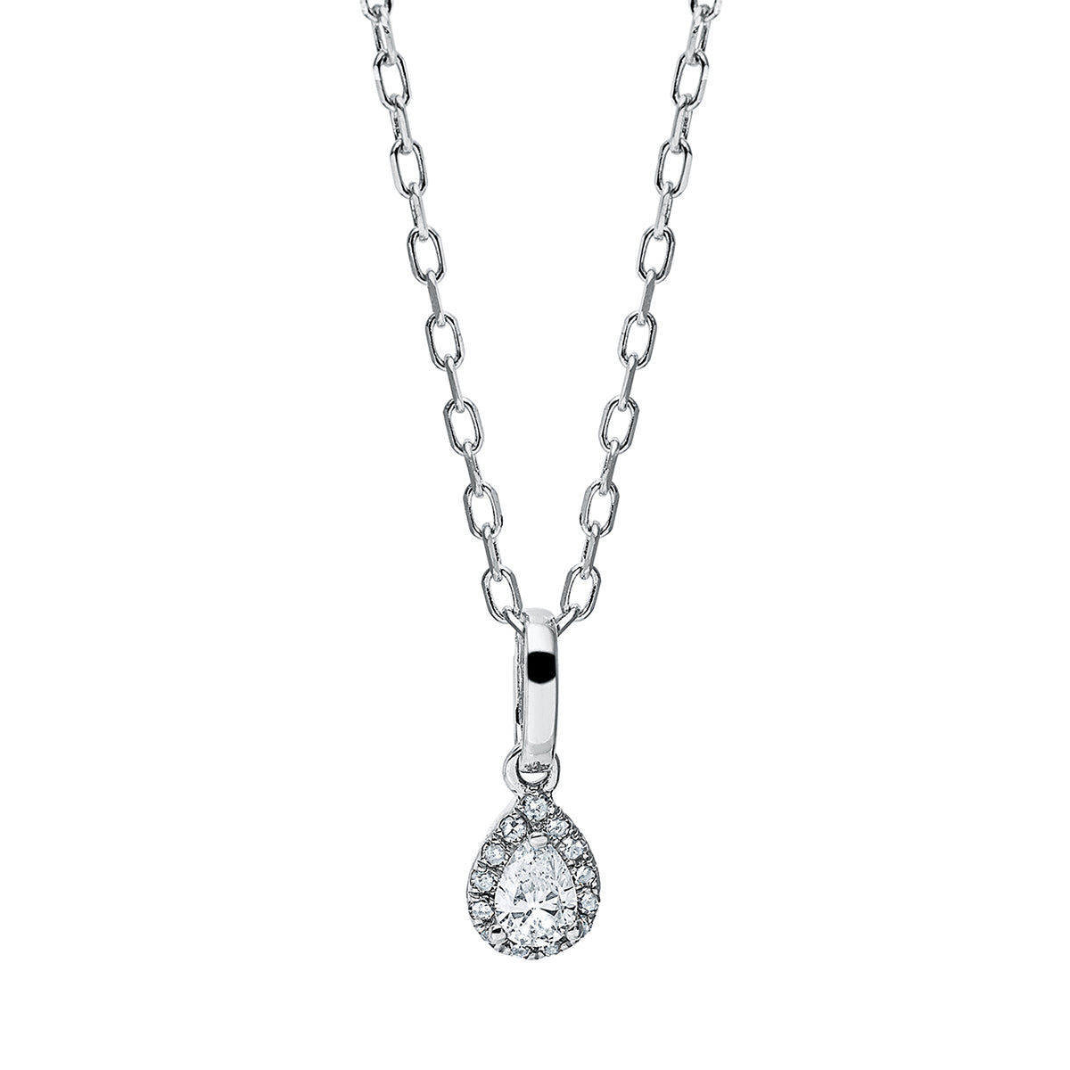 diamond single cut  solitaire with accent stones necklace in white gold