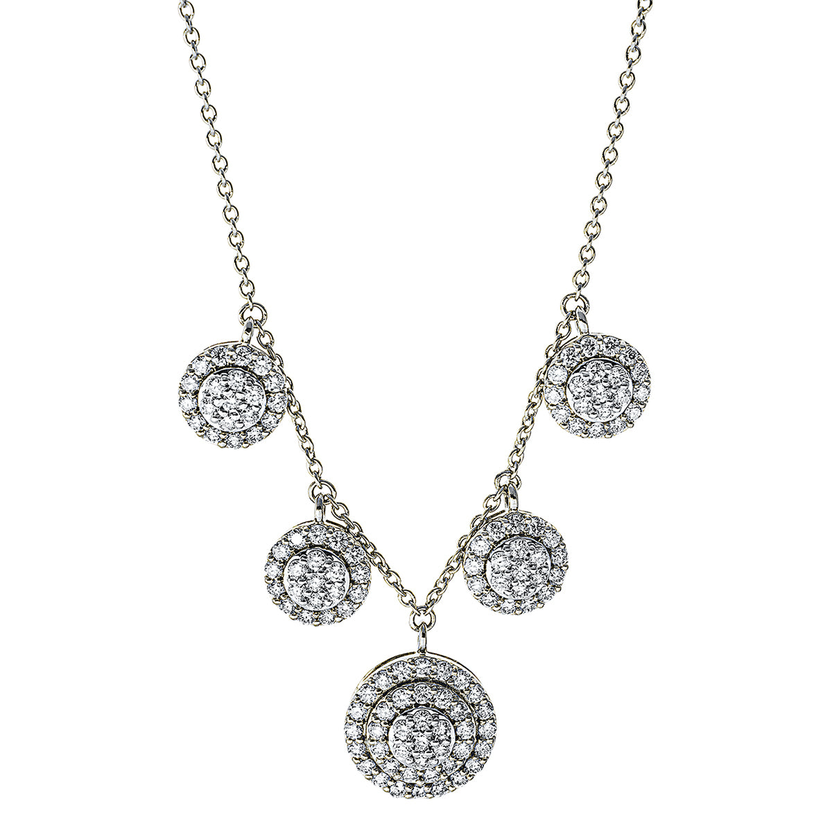 diamond full cut  illusion classic necklace in white gold