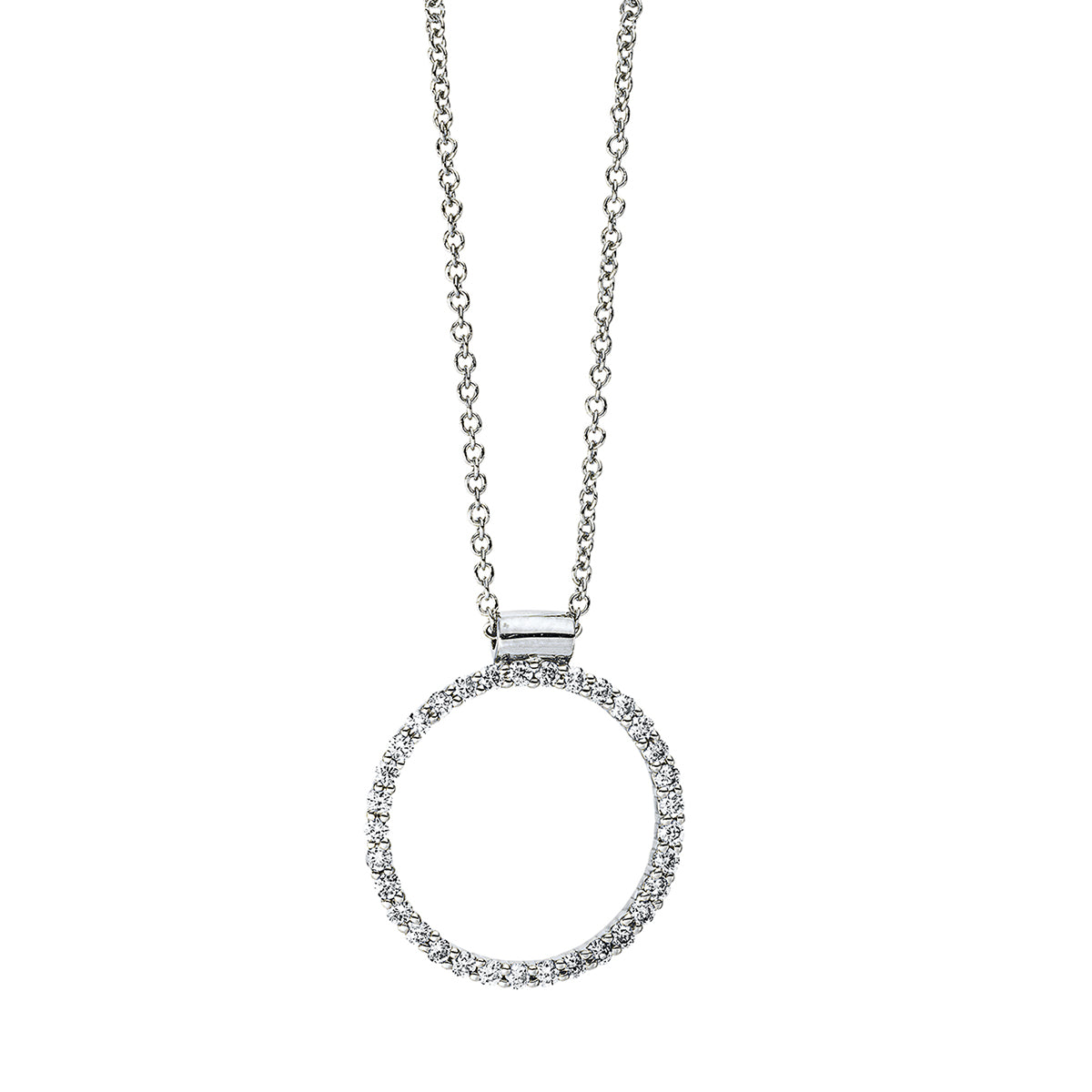 diamond full cut  modern woman necklace in white gold