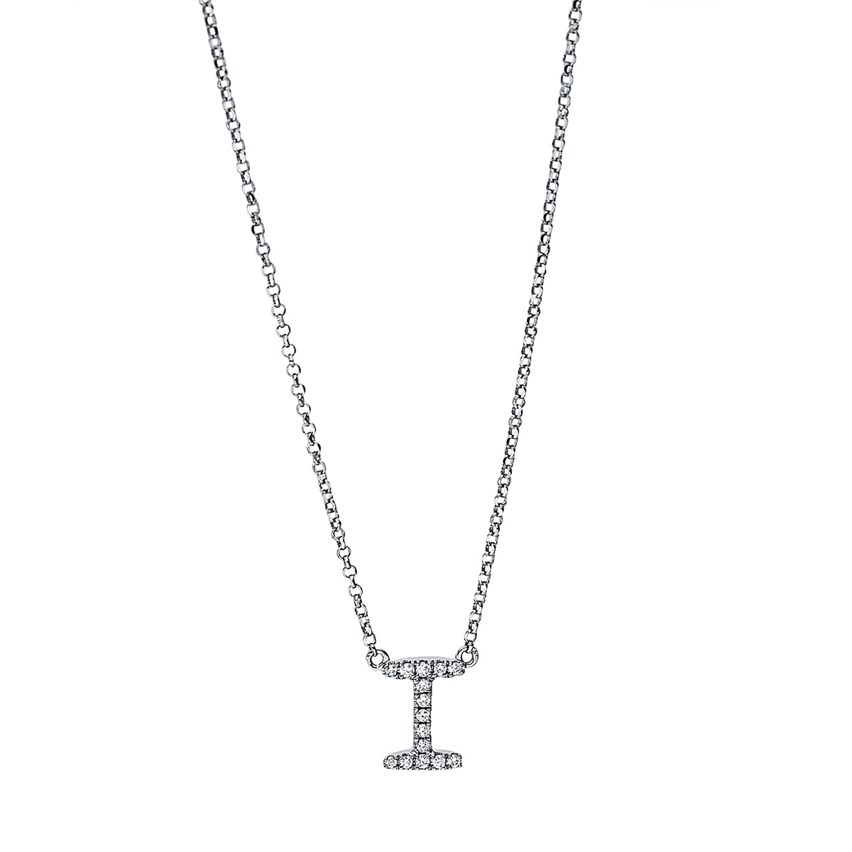 diamond full cut  multi-stone necklace in white gold