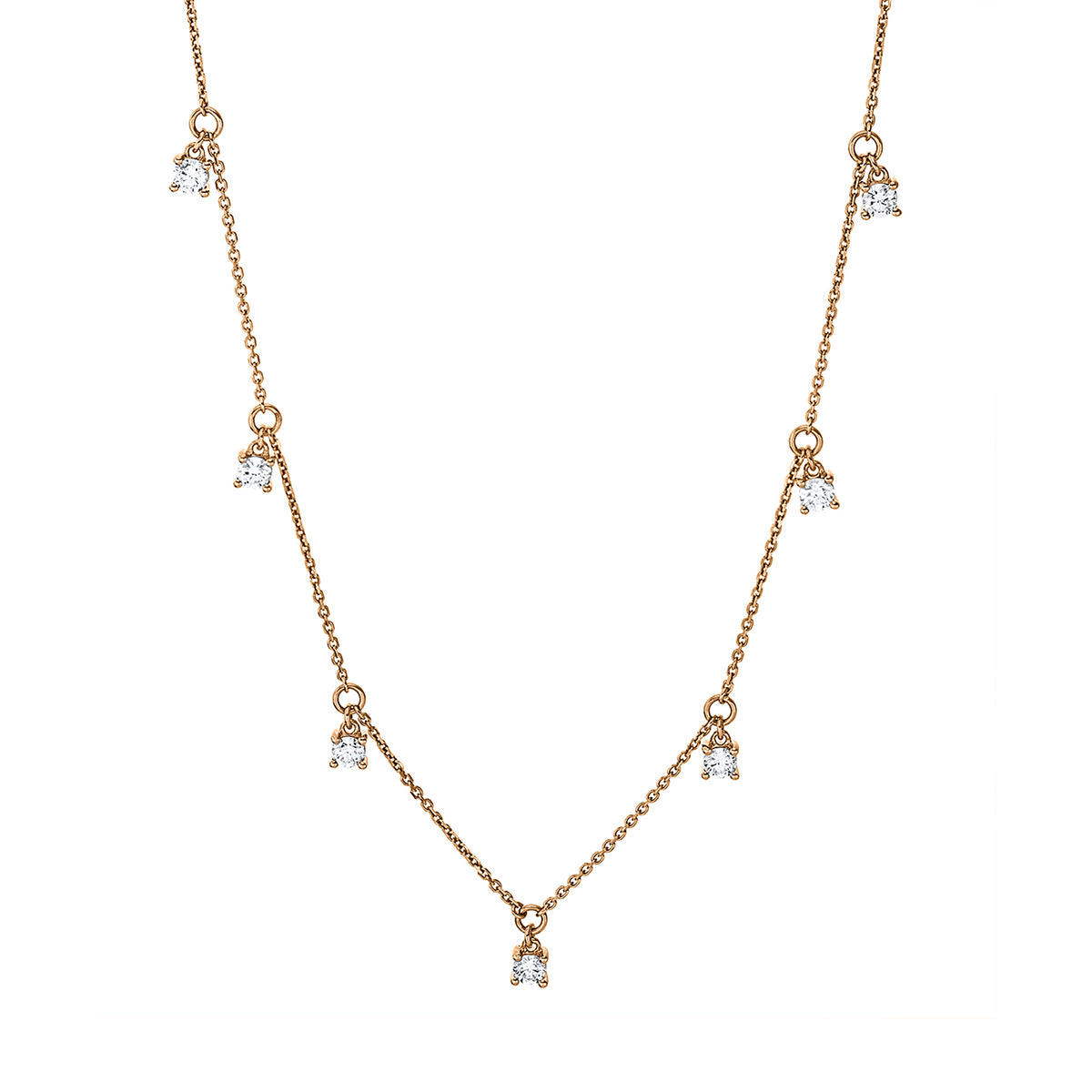 diamond full cut  modern woman necklace in red gold