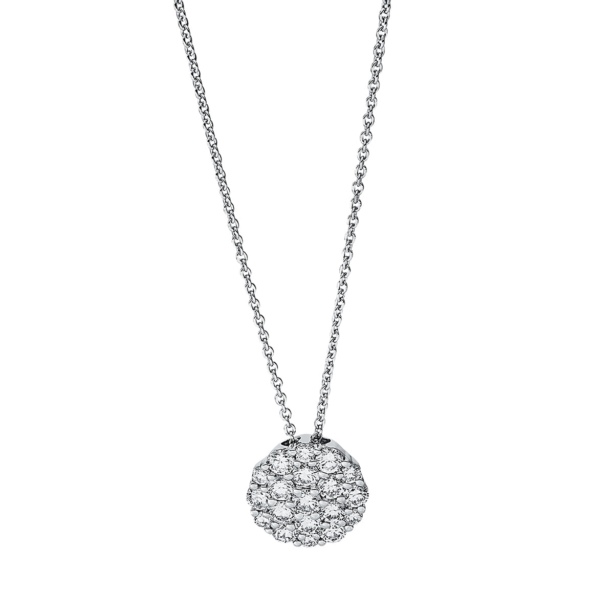 diamond full cut  pavé necklace in white gold