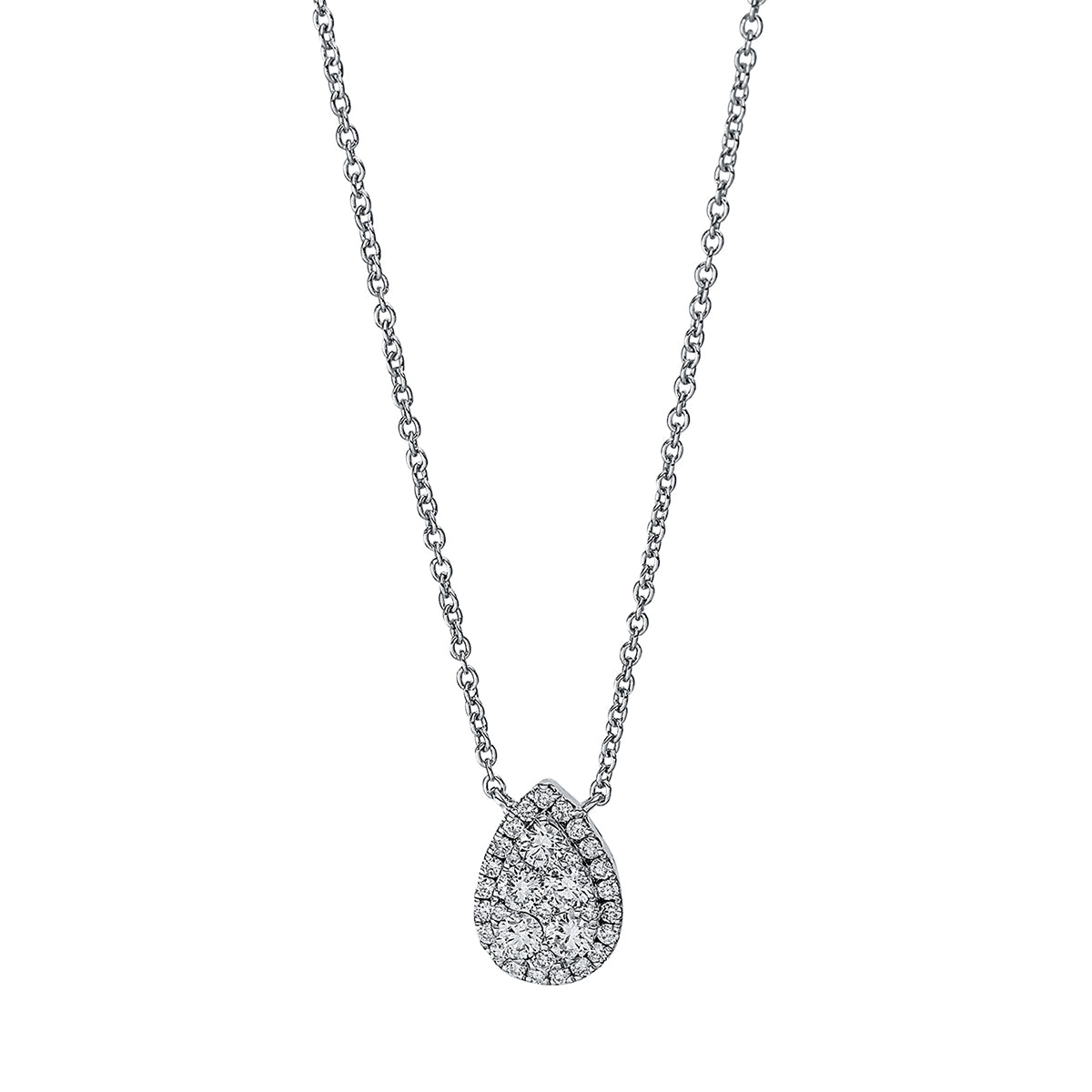 diamond full cut  illusion classic necklace in white gold