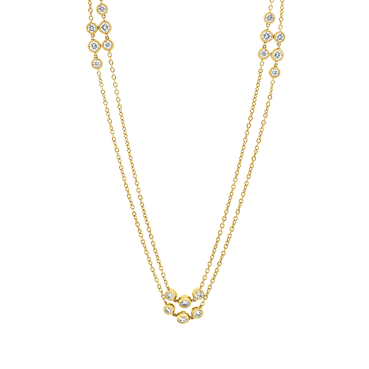 diamond full cut  modern woman necklace in yellow gold