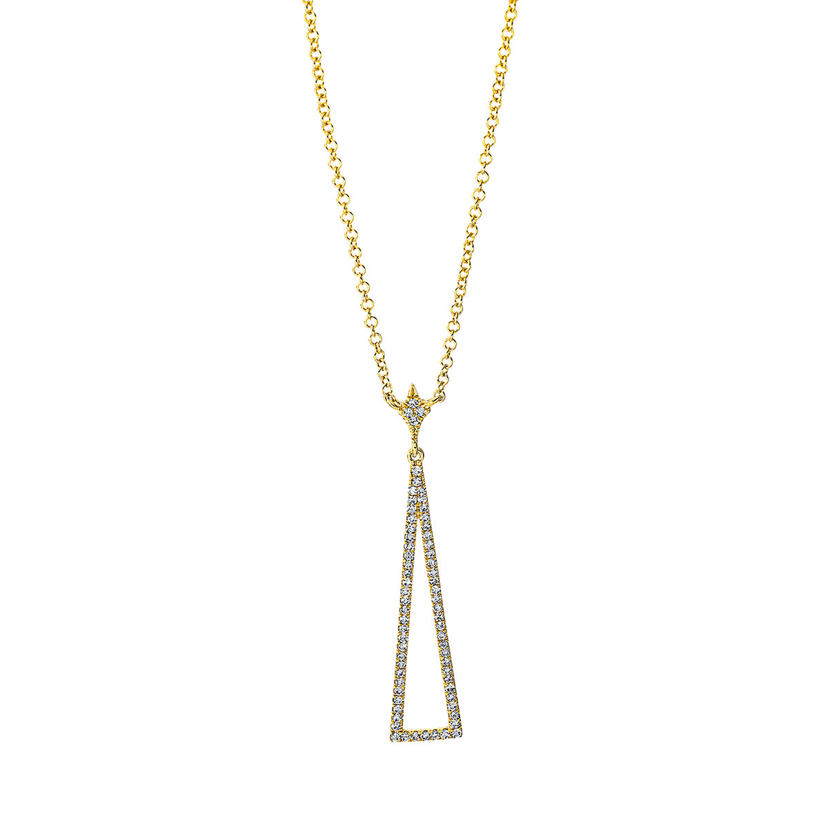 diamond single cut  modern woman necklace in yellow gold