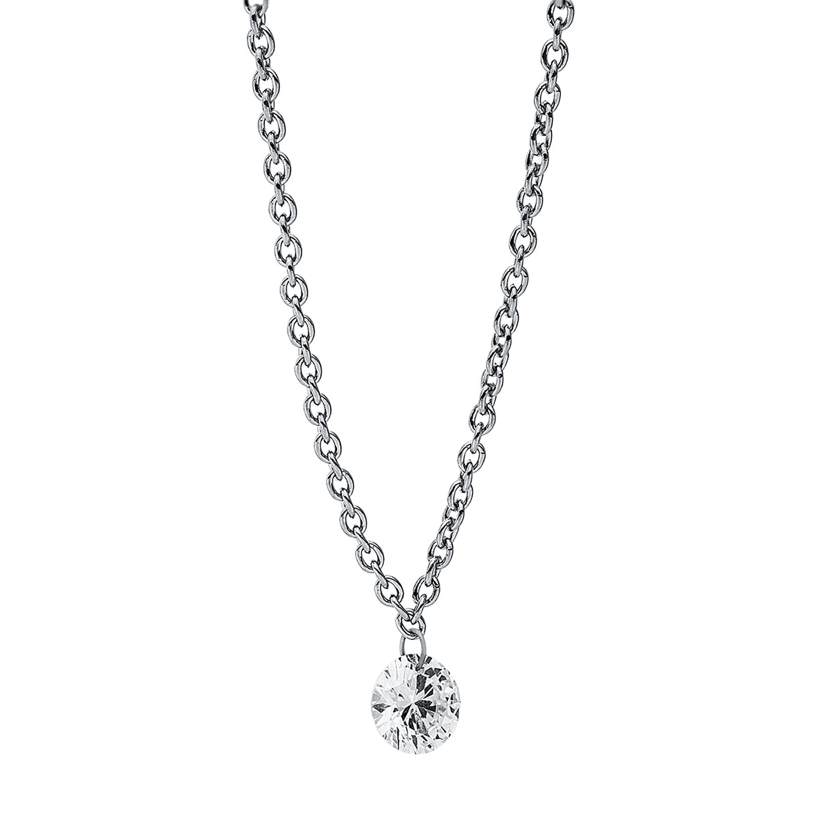 diamond full cut  dancing diamond necklace in white gold