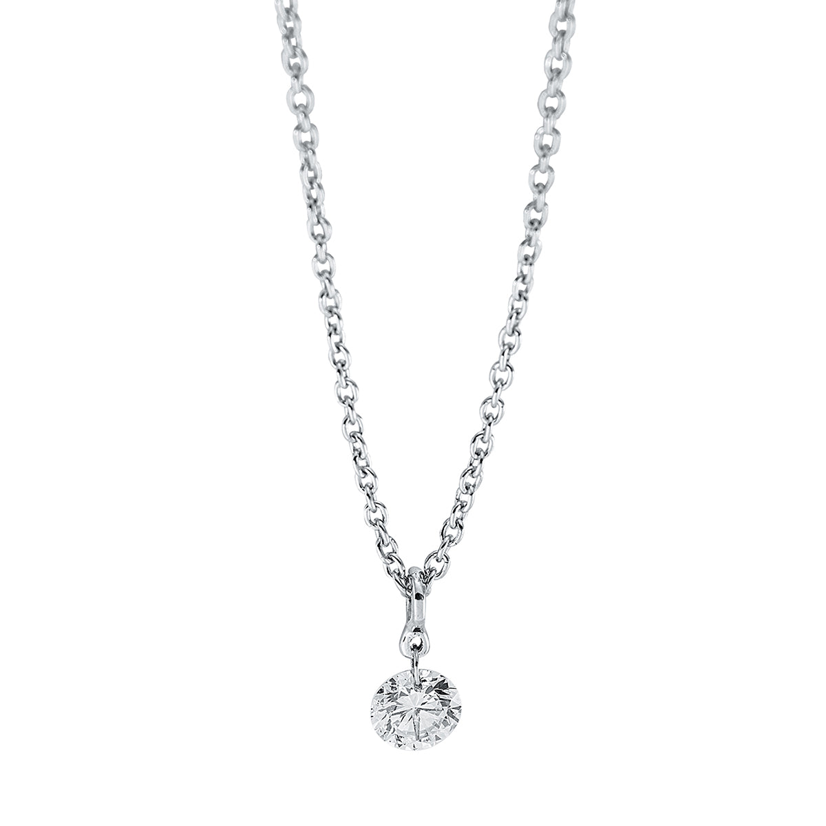 diamond full cut  solitaire necklace in white gold