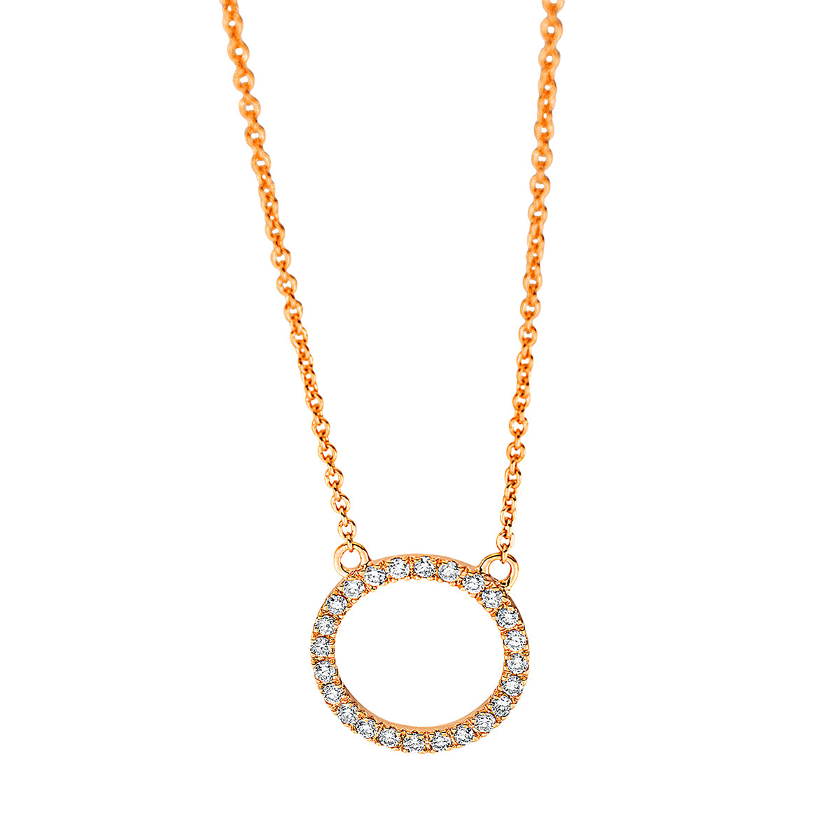 diamond full cut  modern woman necklace in red gold