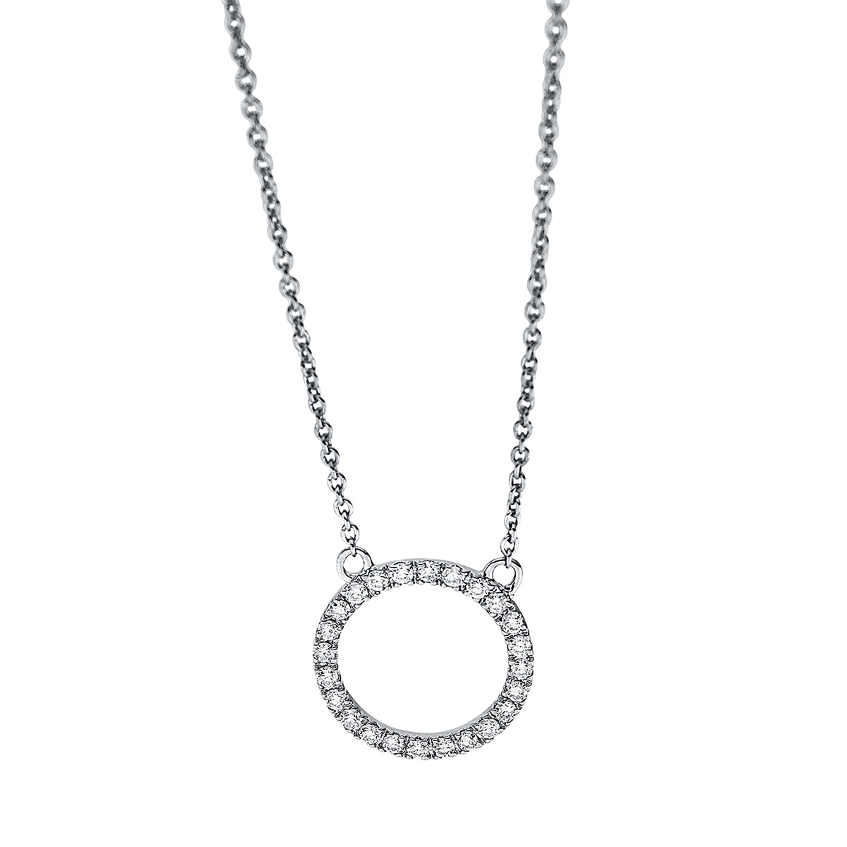 diamond full cut  modern woman necklace in white gold
