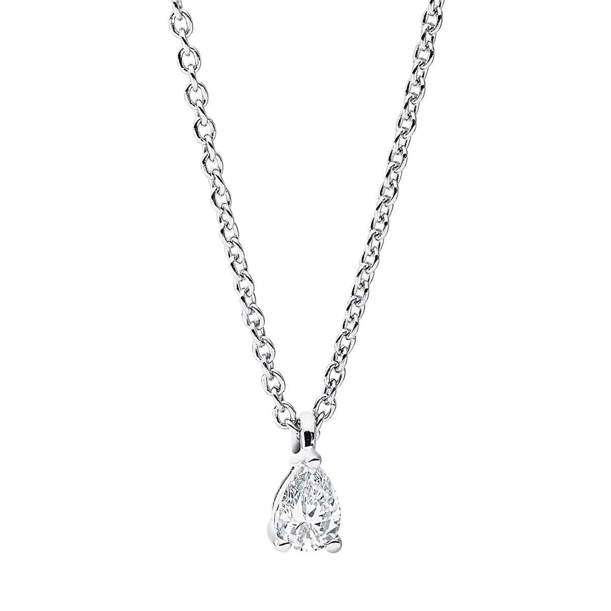 pear shape  solitaire necklace in white gold