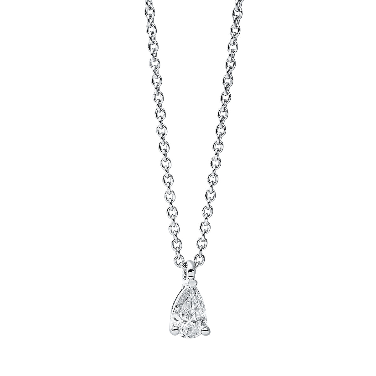 pear shape  solitaire necklace in white gold
