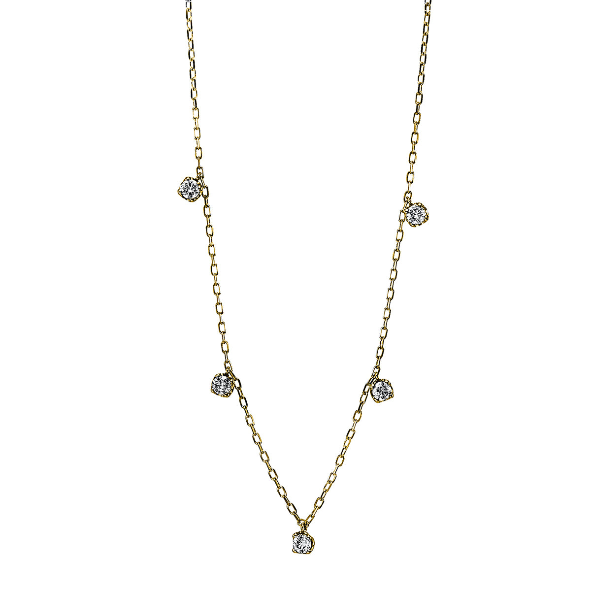 diamond full cut  modern woman necklace in yellow gold