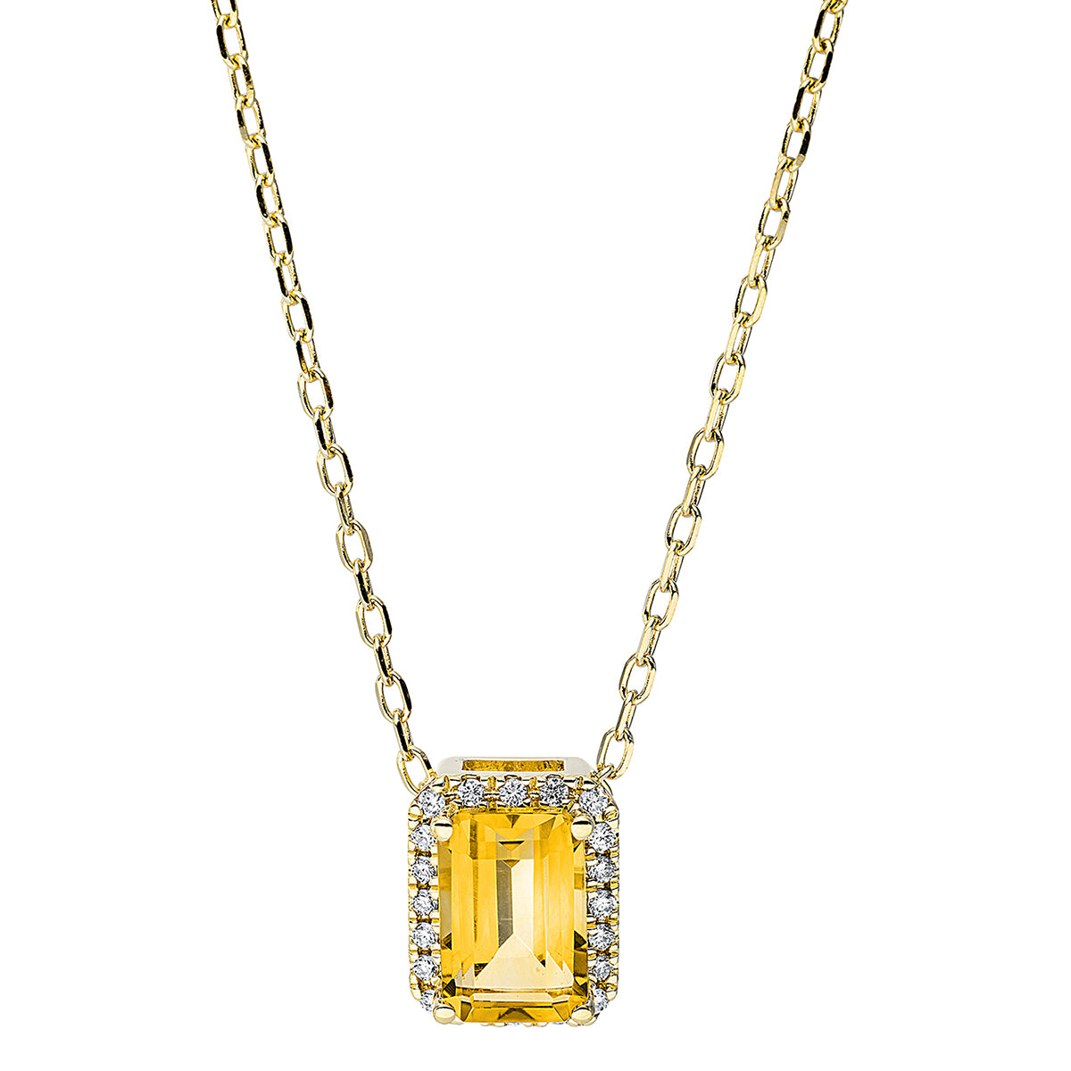 diamond full cut citrine colored stone fashion necklace in yellow gold