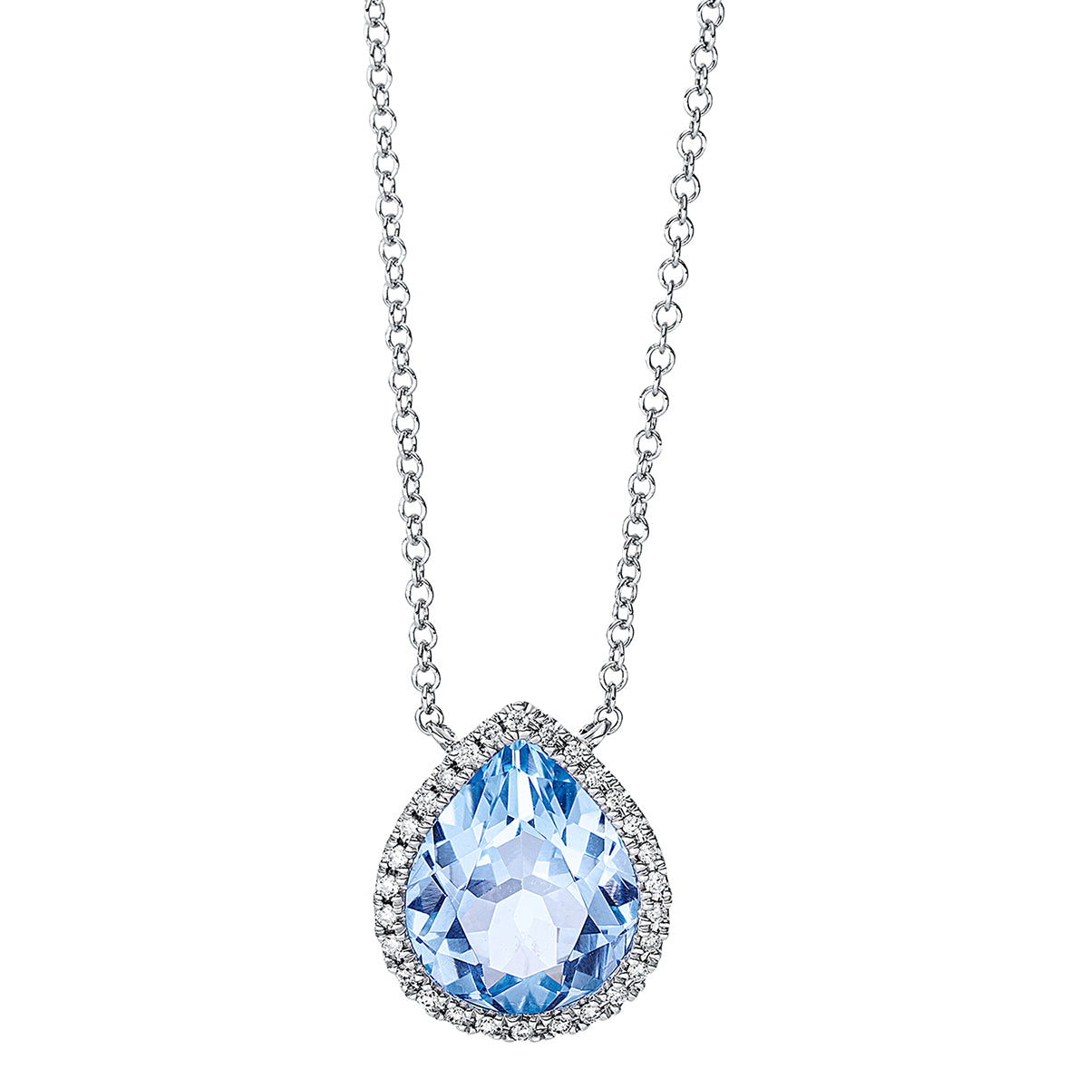 diamond full cut topaz colored stone fashion necklace in white gold