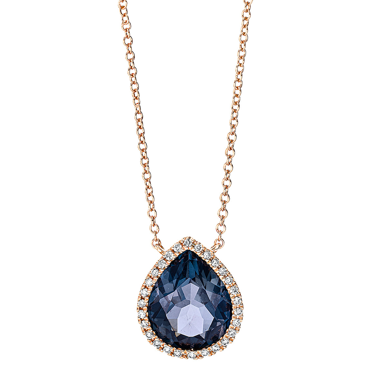 diamond full cut topaz colored stone fashion necklace in red gold