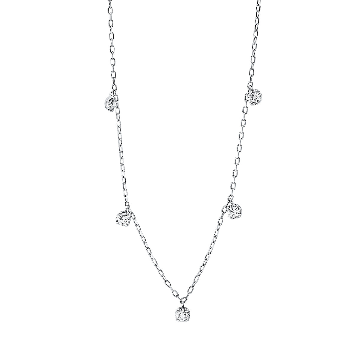 diamond full cut  modern woman necklace in white gold