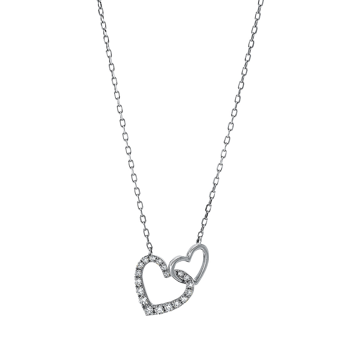 diamond full cut  heart necklace in white gold
