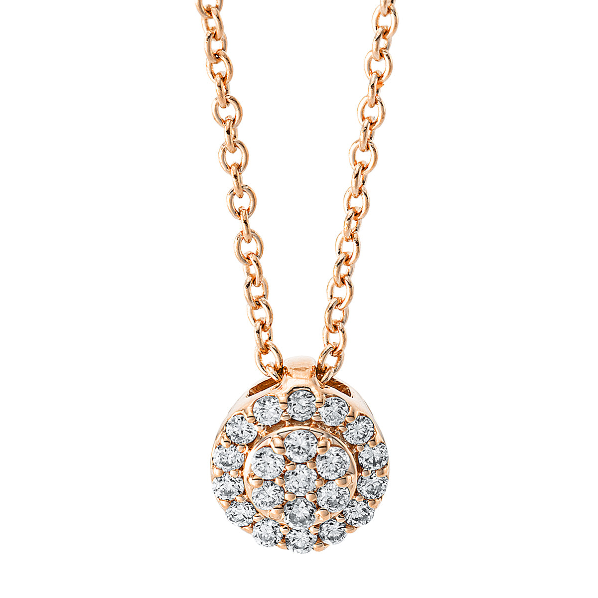 diamond full cut  illusion classic necklace in red gold
