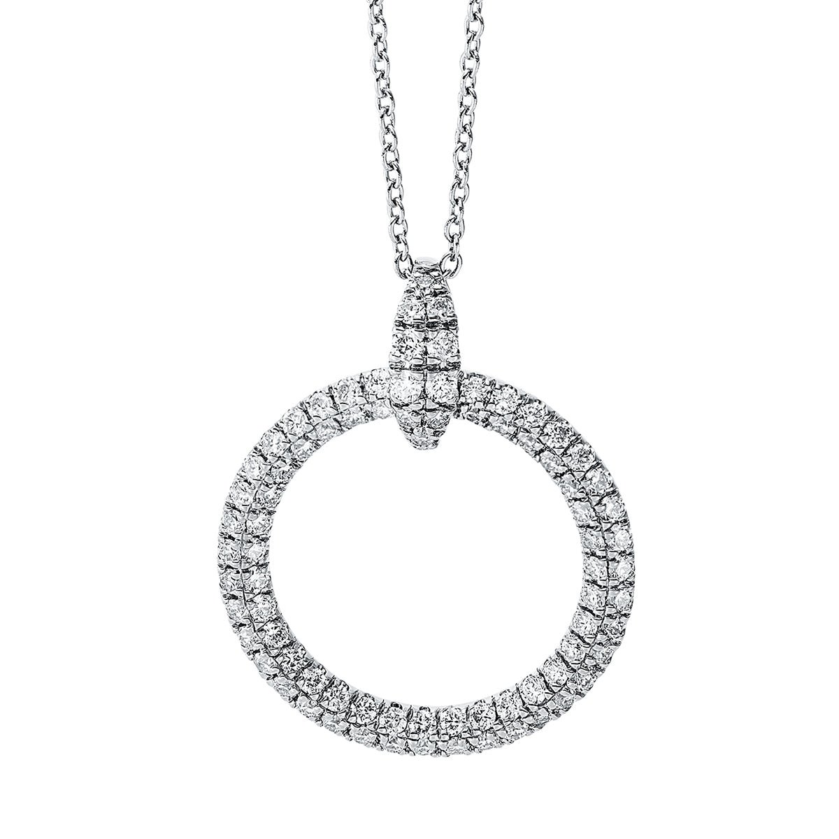 diamond full cut  pavé necklace in white gold