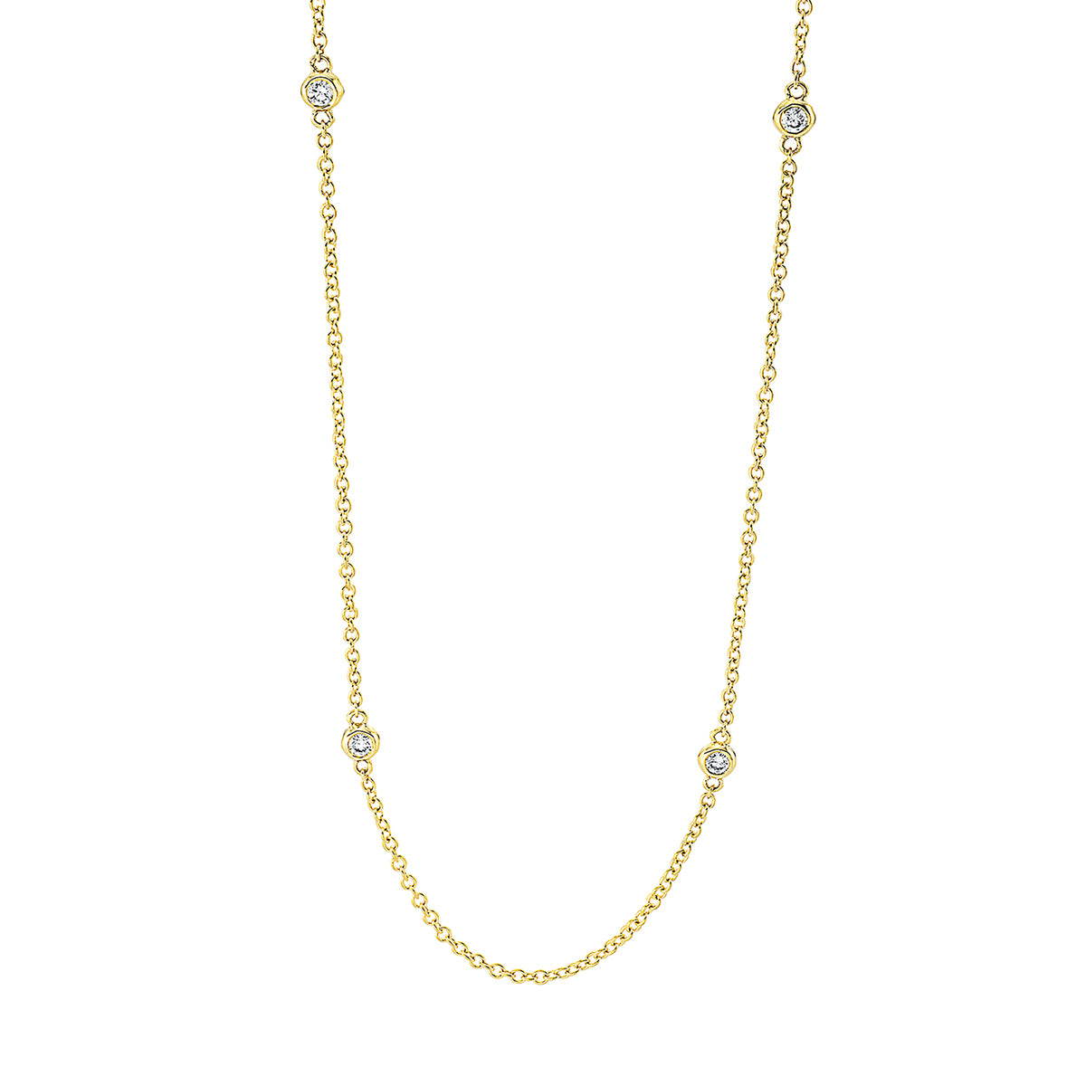 diamond full cut  modern woman necklace in yellow gold