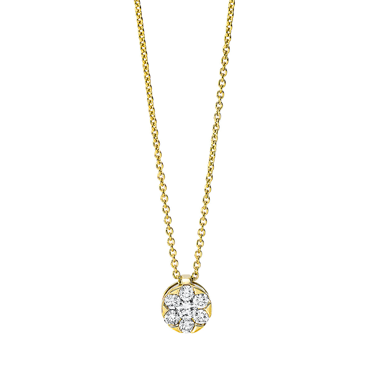 diamond full cut  illusion classic necklace in yellow gold