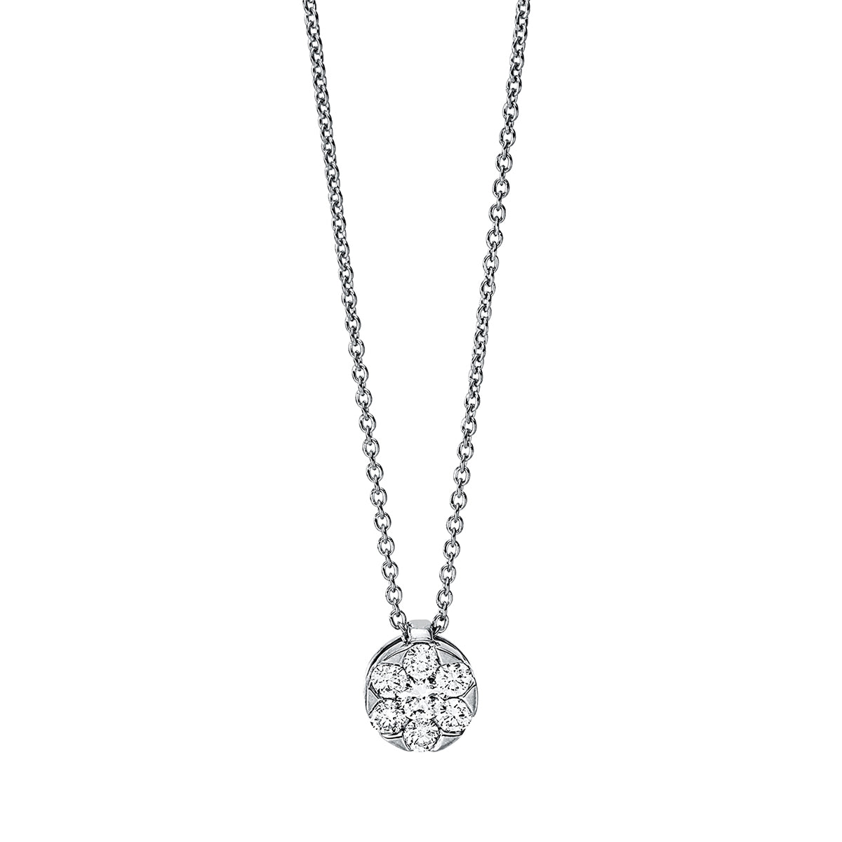 diamond full cut  illusion classic necklace in white gold