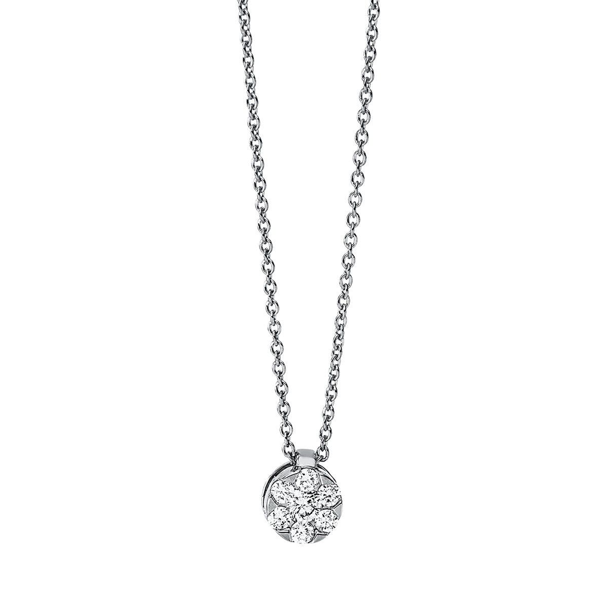 diamond full cut  illusion classic necklace in white gold