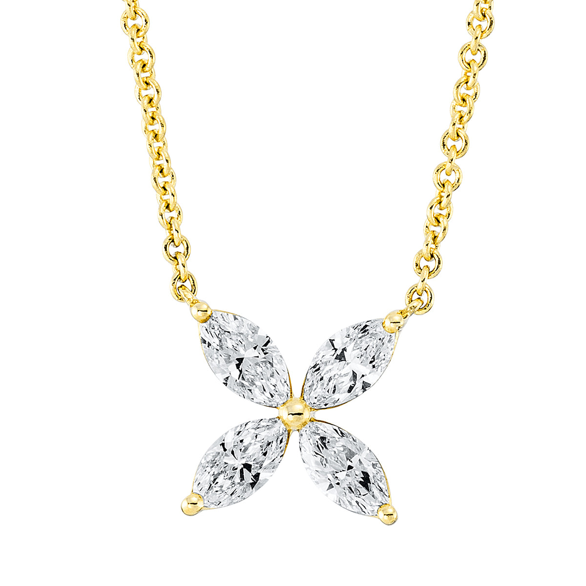 marquise  modern woman necklace in yellow gold