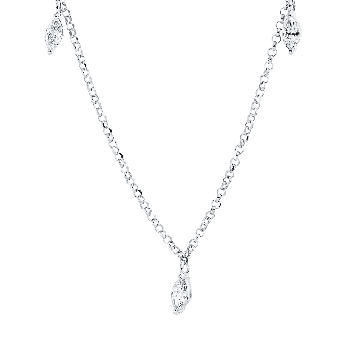 marquise  modern woman necklace in white gold