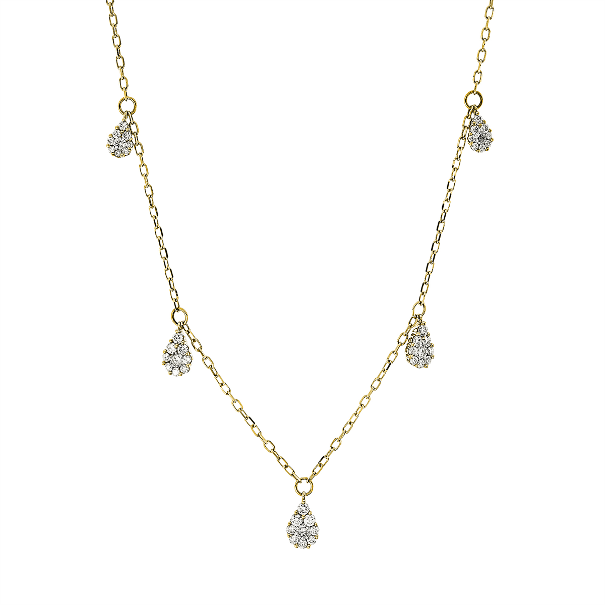 diamond full cut  illusion classic necklace in yellow gold