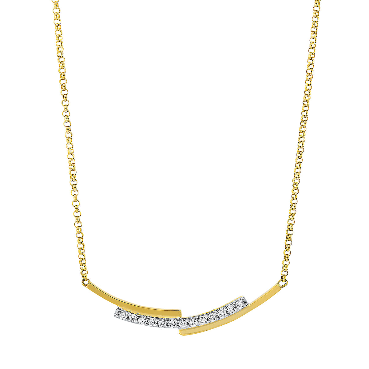 diamond full cut  modern woman necklace in yellow gold