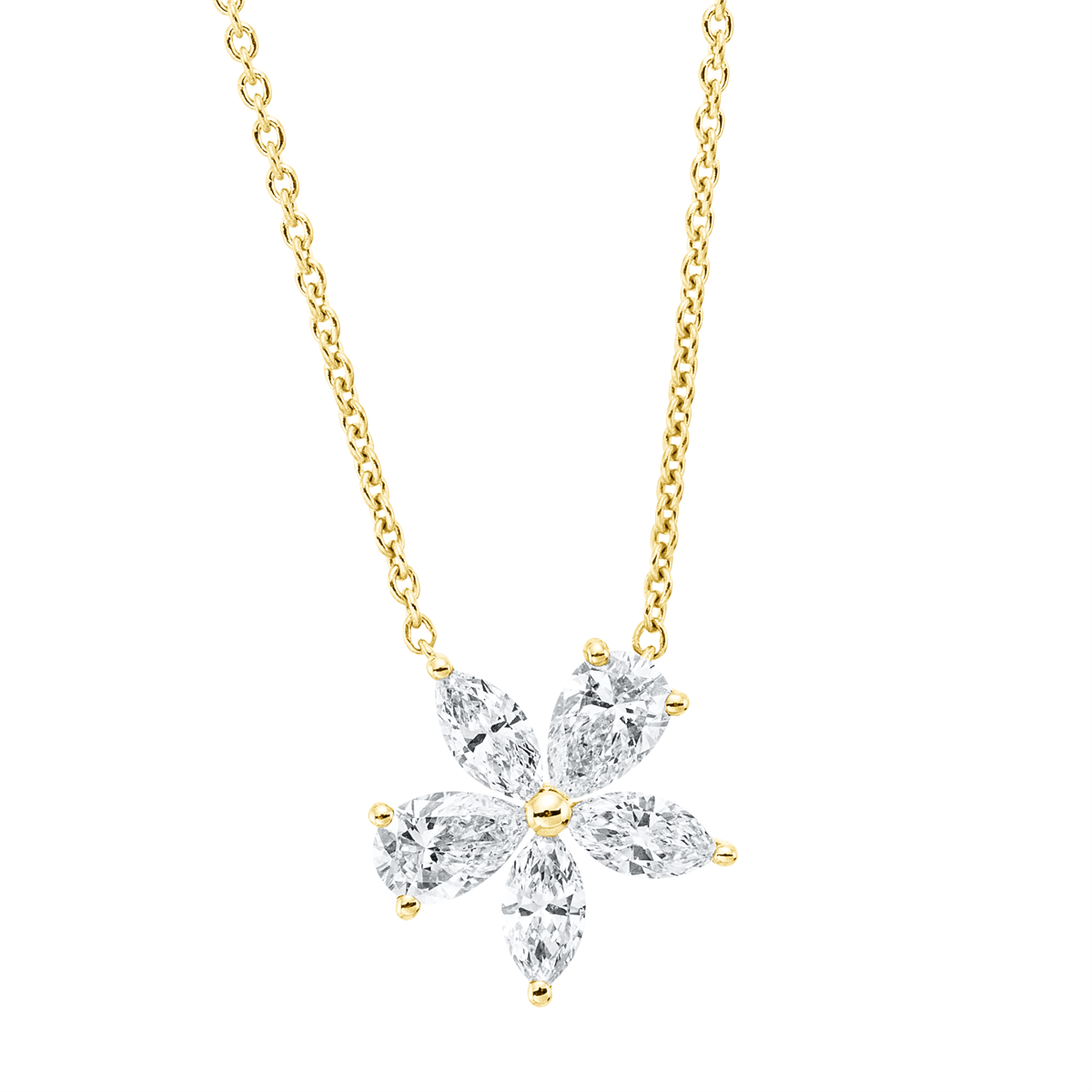 marquise  modern woman necklace in yellow gold