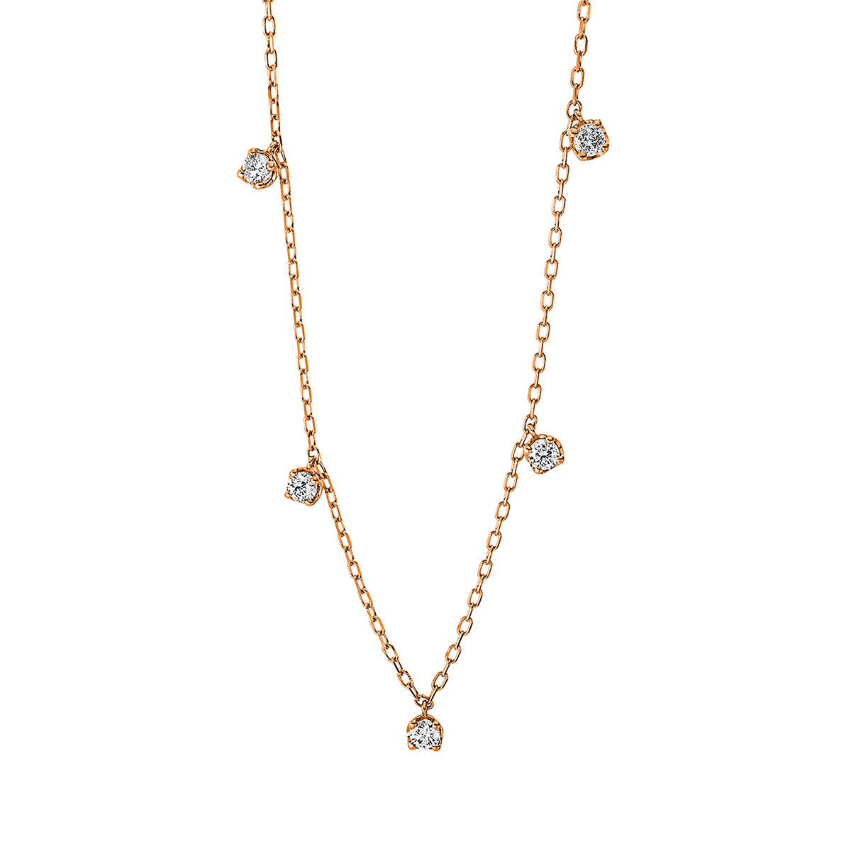 diamond full cut  modern woman necklace in red gold