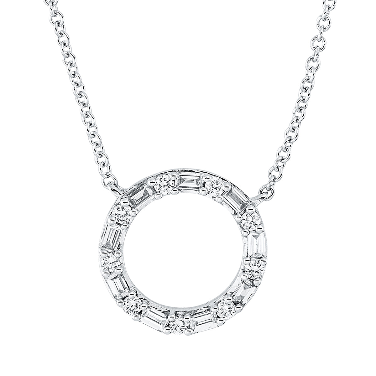 diamond full cut  modern woman necklace in white gold