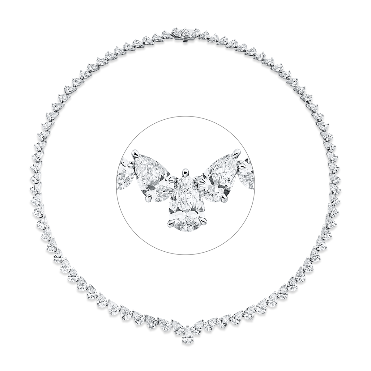 pear shape  exclusive necklace in white gold