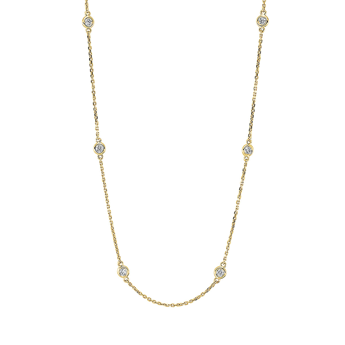 diamond full cut  modern woman necklace in yellow gold