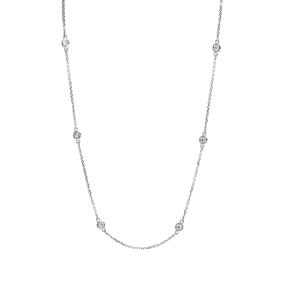 diamond full cut  modern woman necklace in white gold