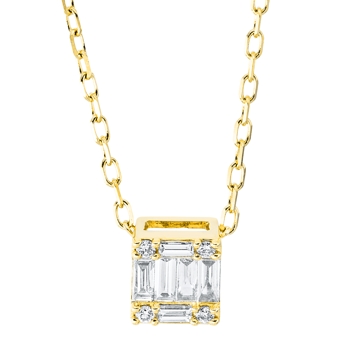diamond full cut  illusion classic necklace in yellow gold