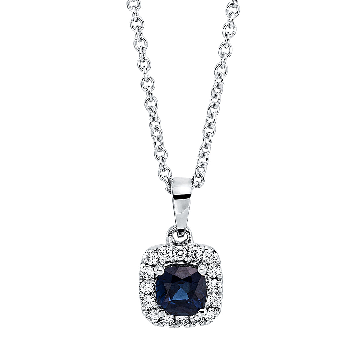 diamond full cut sapphire colored stone classic necklace in white gold