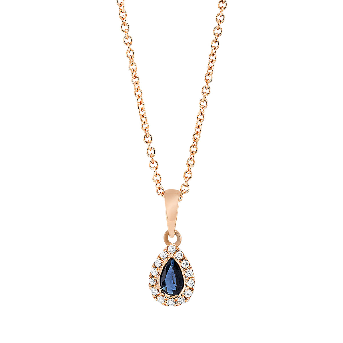 diamond full cut sapphire colored stone classic necklace in red gold