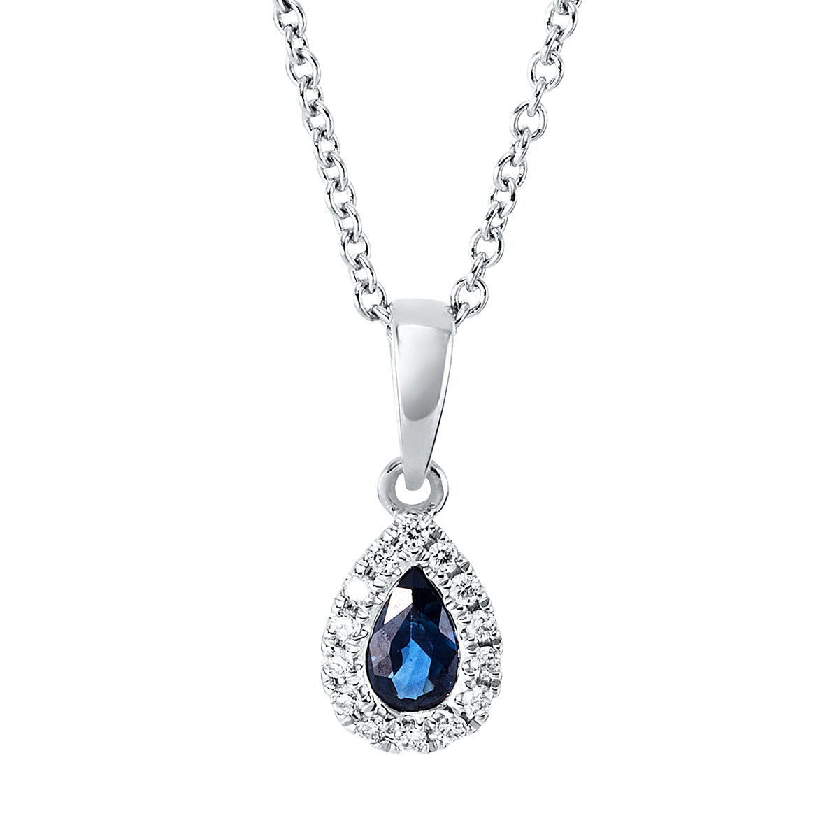diamond full cut sapphire colored stone classic necklace in white gold