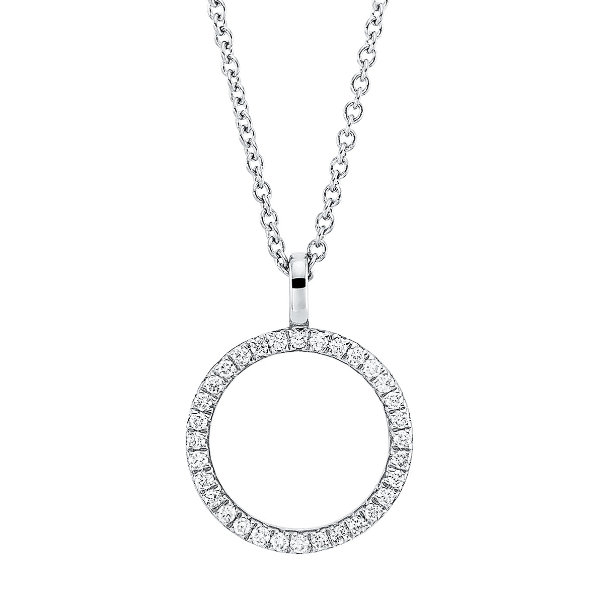 diamond full cut  modern woman necklace in white gold